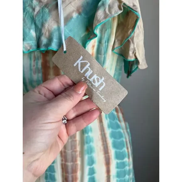 Khush Cold Shoulder Wrap Maxi Dress Boho Resort Vacation Floral L - Picture 9 of 10